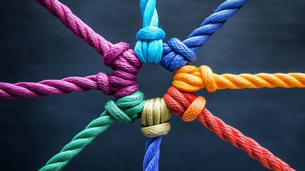 Colorful ropes in a circular pattern