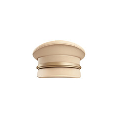 3D icon of a train conductor's hat on a white background.
