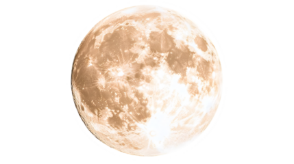Isolated Orange Glowing Full Moon Against Black Transparent Background