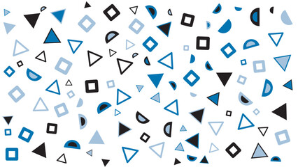 Abstract geometric pattern in blue, black, and white for backgrounds, textiles, digital designs, packaging, and stationery items. Perfect for modern designs.
