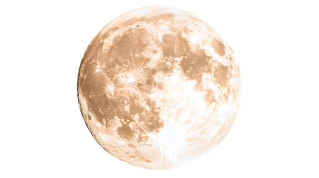 Isolated Orange Glowing Full Moon Against Black Transparent Background