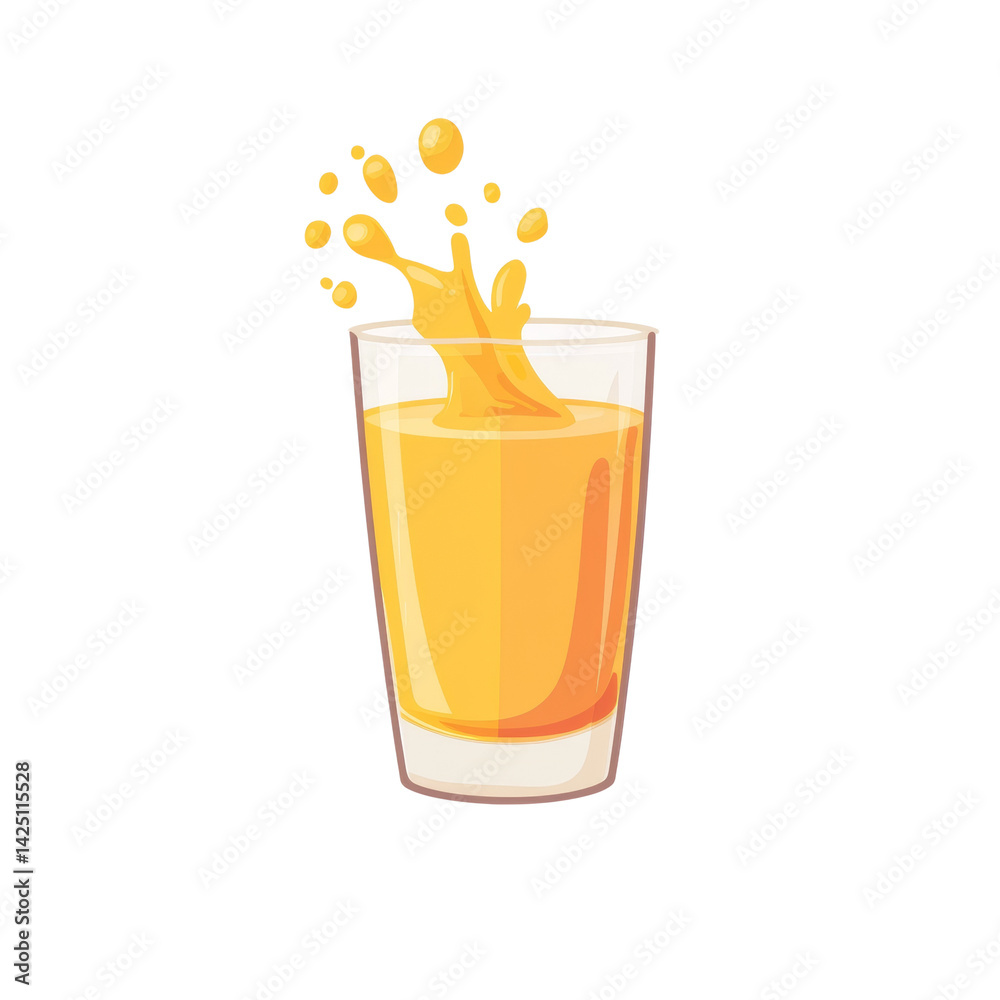 Poster dynamic citrus juice illustration showcasing vibrant splash on a dark background