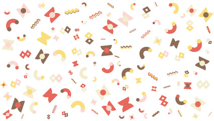 Pattern of abstract shapes and zigzags suitable for backgrounds, textiles, packaging designs, and digital prints for products.