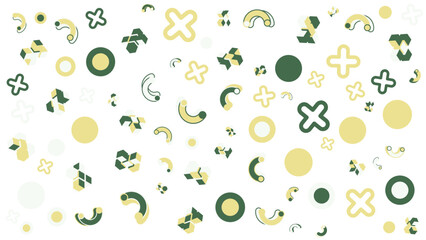 Simple geometric pattern with green and yellow shapes suitable for backgrounds, textiles, packaging, and stationery designs with a modern aesthetic.