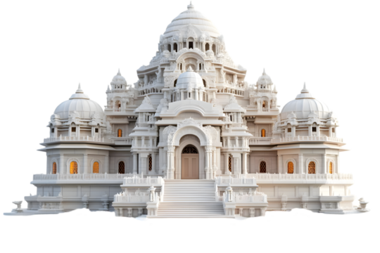 Isolated 3D Render Of White Temple Architecture With Detailed Design