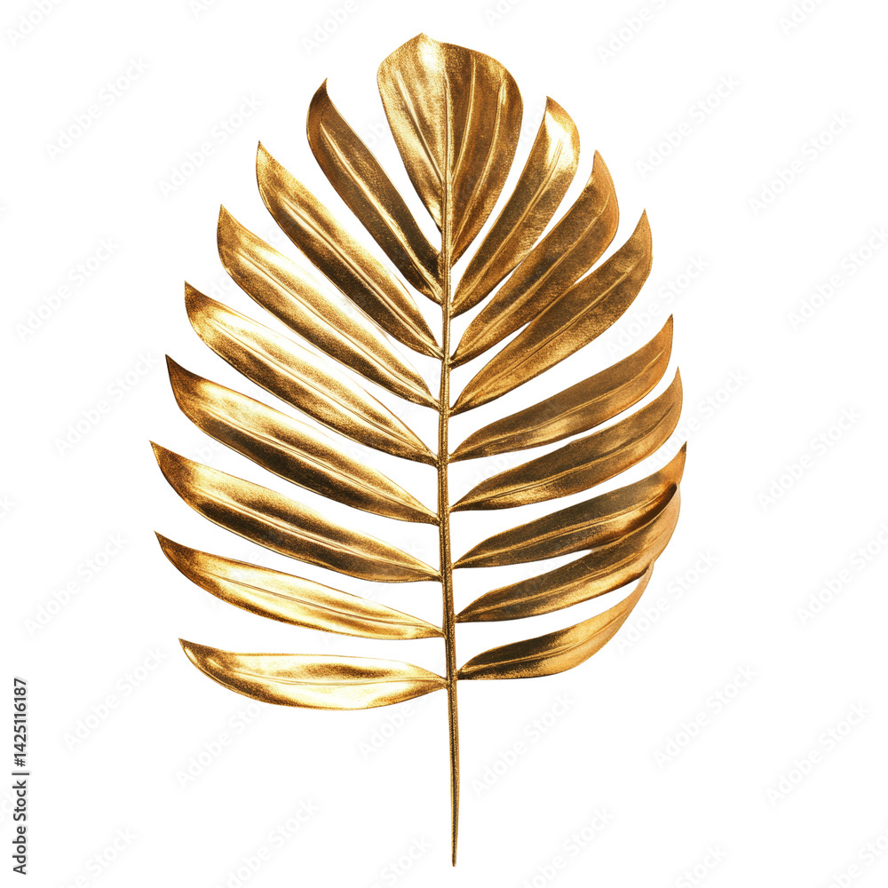 Poster Gleaming gilded leaf against stark backdrop creating opulent botanical statement
