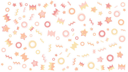Seamless pattern featuring stars, circles, and zigzags. Ideal for textiles, wallpapers, wrapping paper, and digital backgrounds. Bright and versatile design.