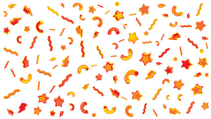 Pattern with stars, lightning bolts, and curved lines. Ideal for celestial, mystical, or energetic design projects needing a dynamic element.