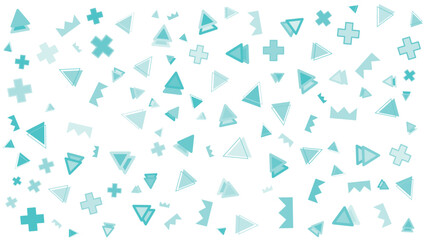 Pattern of blue triangles, pluses, and crowns. Great for backgrounds, textiles, stationery, branding, and social media graphics.