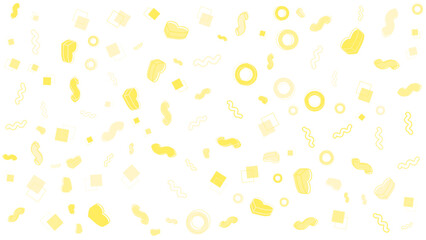 Yellow pattern of squares hearts and squiggly lines suitable for vibrant marketing materials, textiles, stationery, and social media graphics.