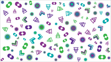 Geometric pattern with circles, triangles, and arrows. Ideal for backgrounds, textiles, packaging, or modern graphic design projects.