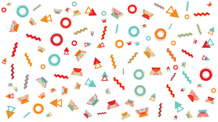 Pattern of red orange and blue geometric shapes ideal for backgrounds, packaging, textiles, and digital designs needing vibrant color schemes.