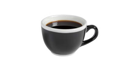 Isolated Photo Of A Black Coffee Mug With A White Rim On Transparent Background