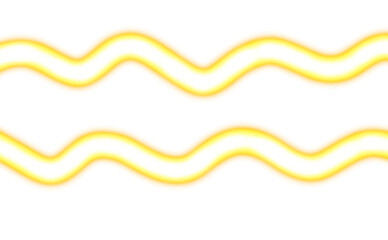 Neon glowing wavy curved long lines for graphical use. Transparent background