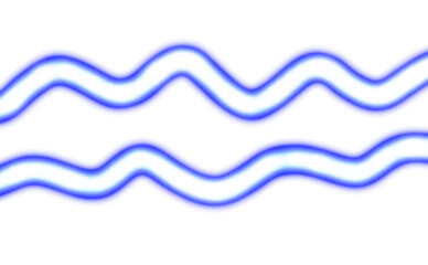 Neon glowing wavy curved long lines for graphical use. Transparent background