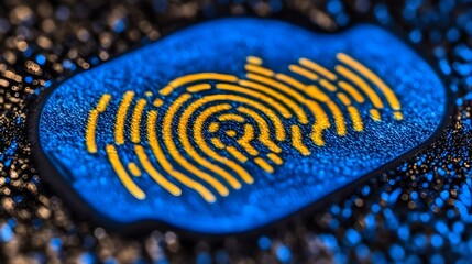 Encrypted holographic interface displaying fingerprint patterns in a digital environment