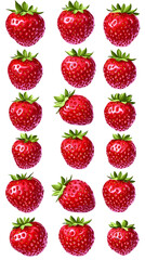 Isolated Fresh Red Strawberries Arrangement On Transparent Background Photo