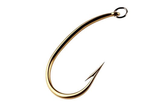 Isolated Gold Fishing Hook Illustration Against A Transparent Background - Powered by Adobe