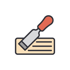 Chisel colored icons, minimalist vector illustration ,simple transparent graphic element .Isolated on white background