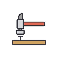 Hammer colored icons, minimalist vector illustration ,simple transparent graphic element .Isolated on white background