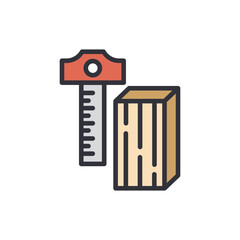 Ruler colored icons, minimalist vector illustration ,simple transparent graphic element .Isolated on white background