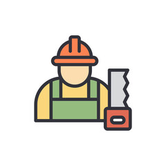 Carpenter colored icons, minimalist vector illustration ,simple transparent graphic element .Isolated on white background