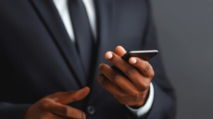 Man Using Mobile Phone Wearing Business Suit Communication Technology Concept