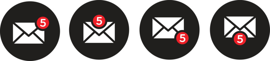 Email message notification vector icon set. Message and electronic mail icon sign for app or web. Vector illustration