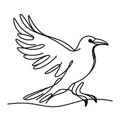 Crow landing in expressive line art