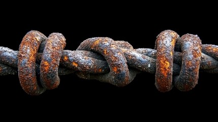 Rusts grip A weathered chain its links intertwined  decaying against stark void