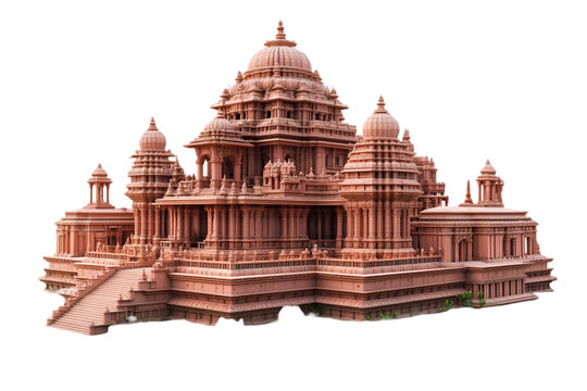 Isolated Photo of Ornate Brown Temple Building with Architectural Details