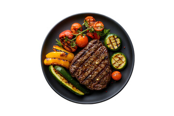 Grilled Steak with Roasted Vegetables Delicious Dinner Plate