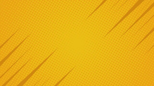 Bright yellow halftone background animation with fast lines. Loop animation