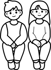 Little Boy and Girl Posing for Picture – Flat Design