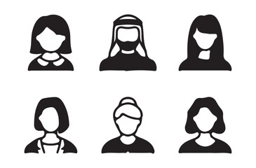 Big Profile icon. Avatar icons set. Male and female head silhouettes. Vector Illustration Eps 10