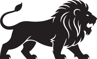 Roaring Majesty: Lion Vector Silhouette- Roaring Lion Illustration- Roaring Lion Vector Stock. 