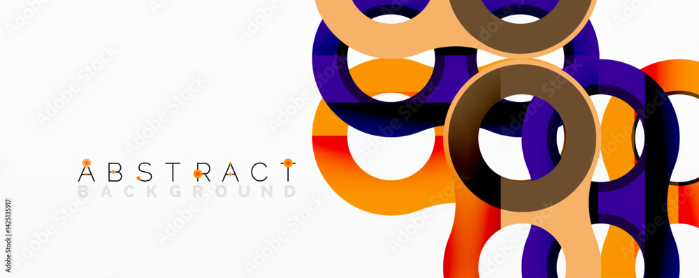 Aufkleber Modern abstract design features overlapping circles, vibrant orange, purple hues. Gradient color transitions create dynamic visual effect. Minimalist composition suits backgrounds.