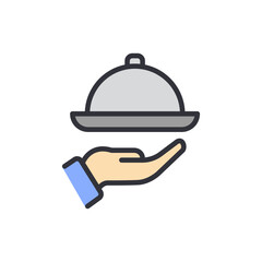 Catering service colored icons, minimalist vector illustration ,simple transparent graphic element .Isolated on white background