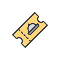 Catering ticket colored icons, minimalist vector illustration ,simple transparent graphic element .Isolated on white background