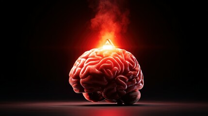 Burning brain, a symbol of intense mental activity.