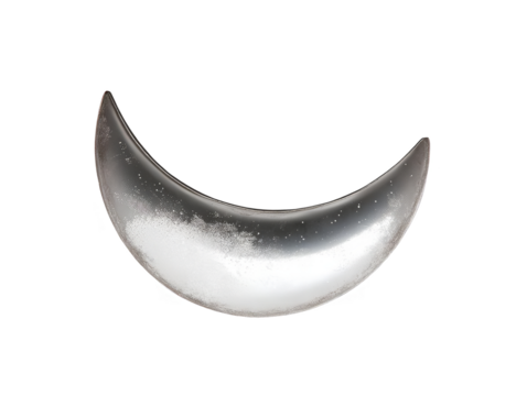 Isolated Silver Crescent Moon Shape Illustration With Black Background