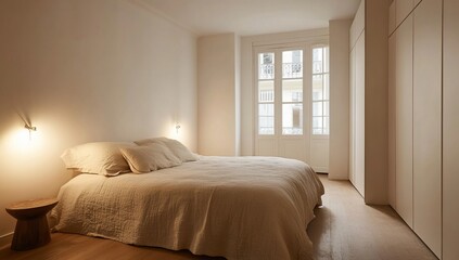 Fototapeta premium Minimalist bedroom with natural light