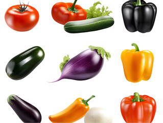 Isolated Vegetables Collection On Transparent Background Photo
