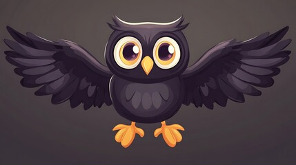 Obraz premium Cute Black Owl Flying.