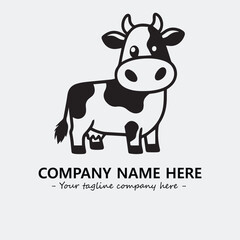 Cow illustration black and white for logo company vector image
