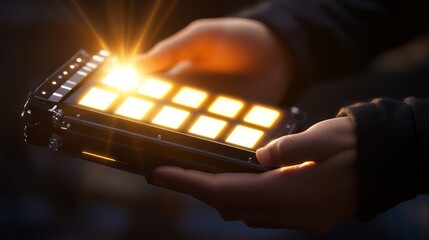 Obraz premium Hands holding glowing box light