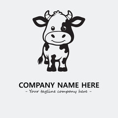 Cow illustration black and white for logo company vector image
