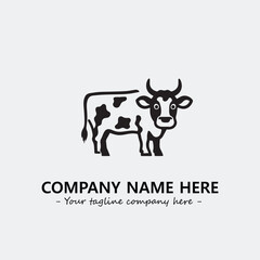 Cow illustration black and white for logo company vector image
