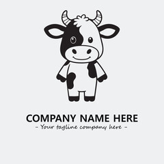 Cow illustration black and white for logo company vector image
