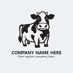 Cow illustration black and white for logo company vector image
